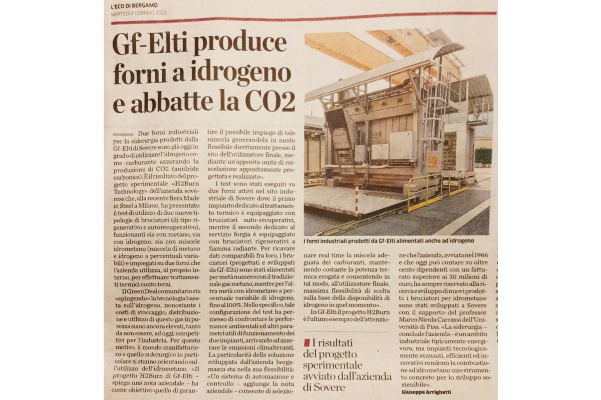 H2Burn Technology su L'Eco di Bergamo