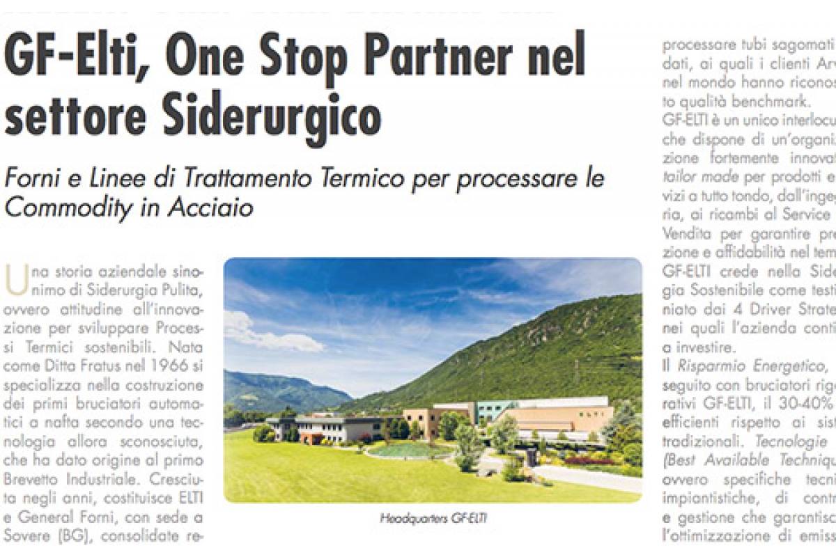 The italian economic journal "IL SOLE 24 ORE" recently spoke about GF-ELTI in the focus about excellent companies in the Heat Treatment Business