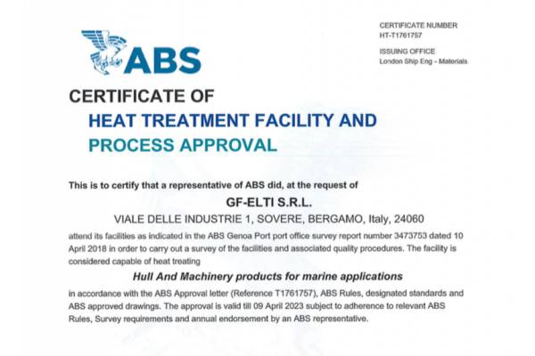 New ABS Certification for GF-ELTI