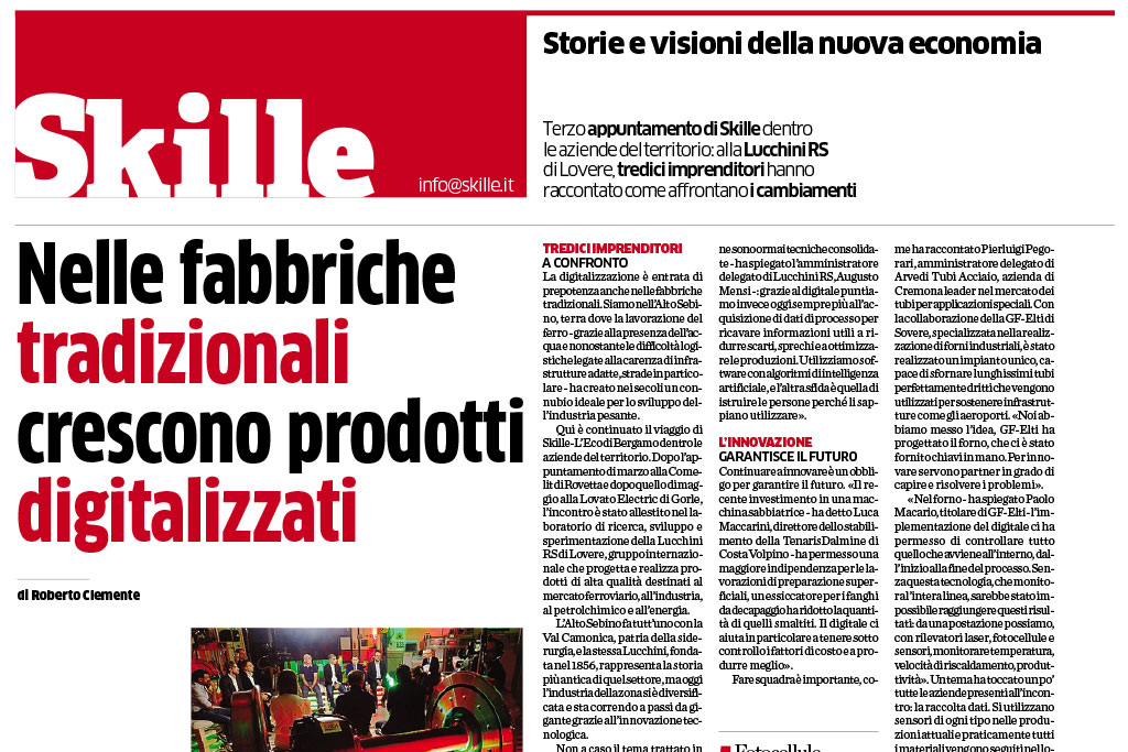Специальный выпуск "Skille" – L’Eco di Bergamo: "Предприятие, создающее интеллектуальный продукт"